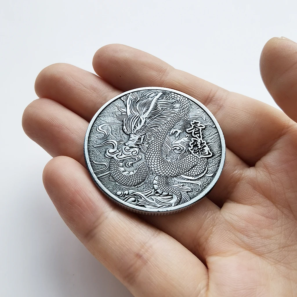 Китайская дракон счастливый зверь древняя серебряная памятная монета Зодиак