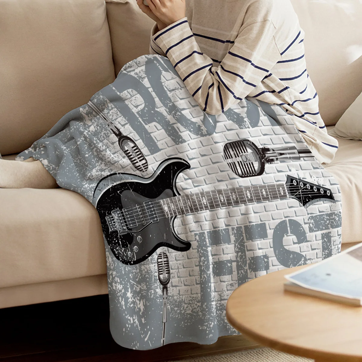 

Rock Guitar Music Throw Blanket Warm Microfiber Blanket Cartoon Blankets For Beds Home Decor