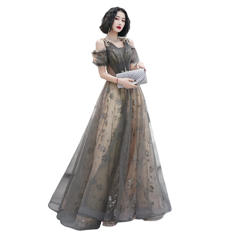 

Evening Dresses It's Yiiya R227 Crepe Sparkling Glitter Formal Dress Women Elegant Appliques Sequin Long Robe De Soiree