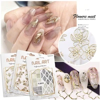 new arrival janpanese fashion 3d gilded nail art decorations lace nail sticker 3d nail art decals accessories