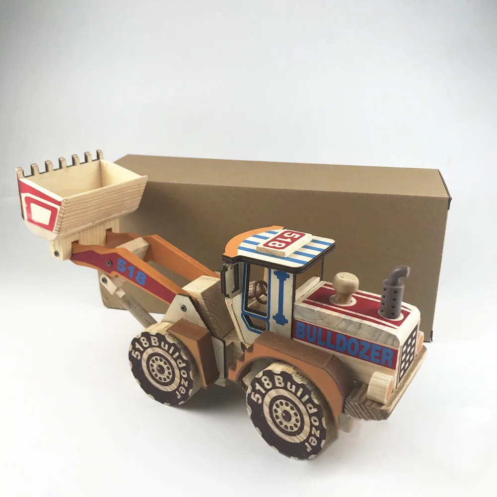

Model Large Bulldozer Color Vehicle Ornaments Wooden Excavator Adults Crafts Toy Educational Learning Study Toy Gifts