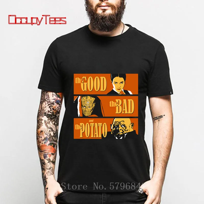 Хороший плохой картофеля футболка для мужчин игры Portal 2 Доктор Кто ТВ шоу с