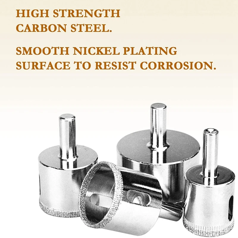 

Diamond Hole Saw Set, 15 PCS Hollow Core Drill Bit Set for Glass, Porcelain, Cermic Tile, Diam Range 6-50mm