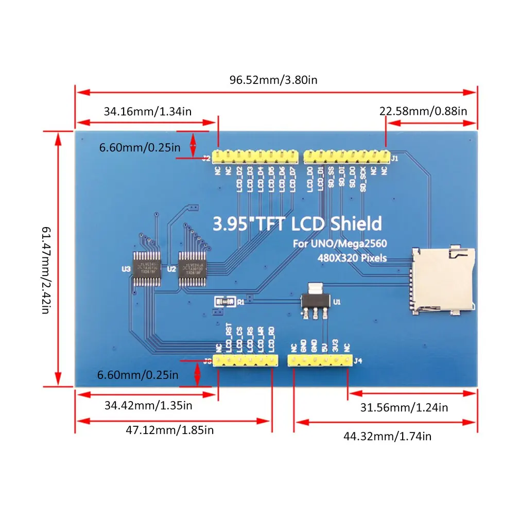 3 95 дюймовый TFT ЖК-дисплей сенсорный экран 480X320 CH340G МЕГА 2560 R3 плата для Arduino замена