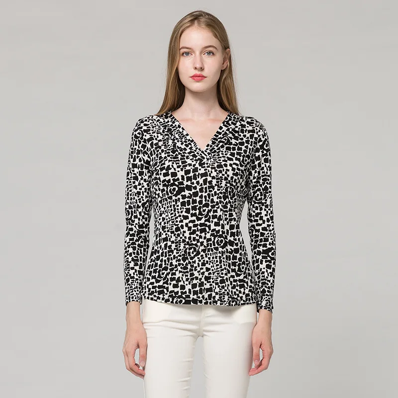 Женская винтажная шелковая блузка с v образным вырезом Цветочная рубашка SO0022