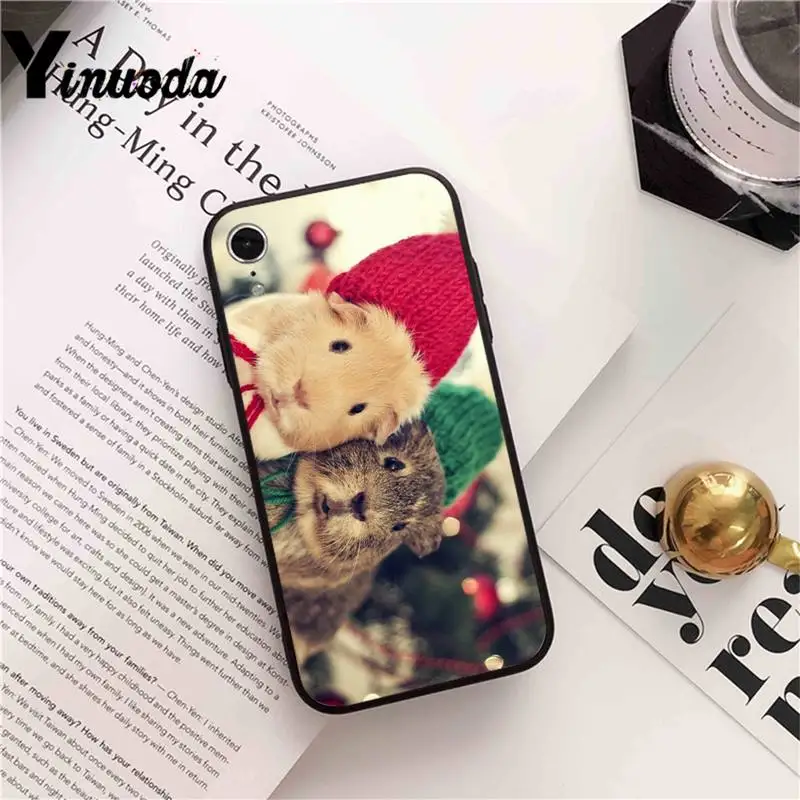 

Yinuoda Adorable Cute Black White Guinea Pig Phone Case cover For iPhone X 8 7 6 6S Plus XS MAX 5 5S SE XR 11 12 Pro max coque