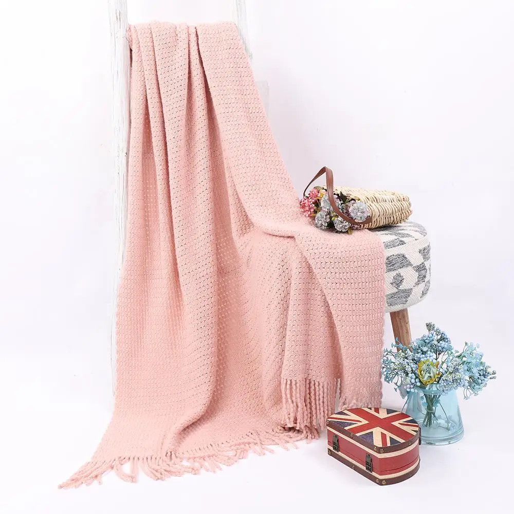 

Battilo Wheat Knit Tassel Throw Blanket For Couch Sofa Bed Home Dcor Soft Warm Lightweight Blanket 51\"x 59