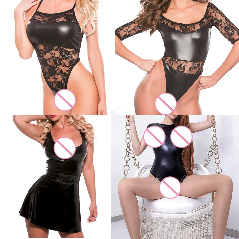 Женское сексуальное платье из искусственной кожи с открытой спиной Клубная
