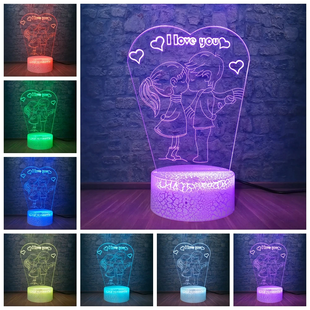 Одежда для мальчиков и девочек поцелуй светодиодный Ночной светильник