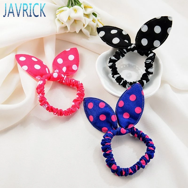Женская Тканевая резинка для волос милый бант с кроличьими ушками заколка рюшами