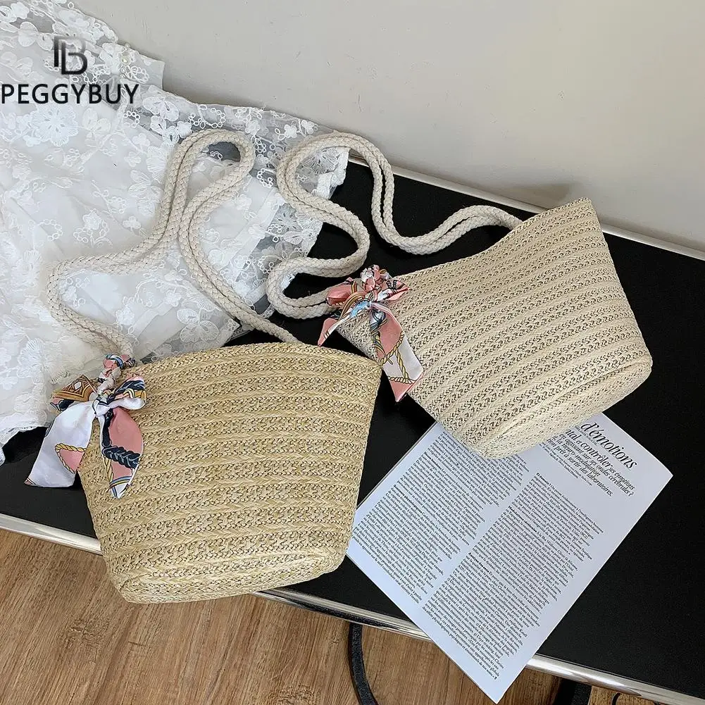 

Women Woven Ribbon Shoulder Bag Fashion Ladies Beach Vacation Crossbody Bags Elegant Ladies Handbag Plain Mesh Woven Bag