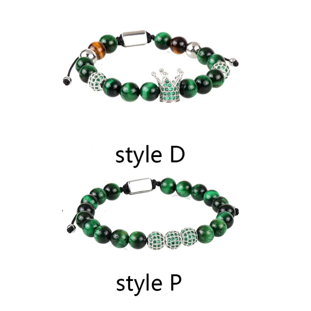 Зеленый браслет из натурального камня тигровый глаз нержавеющей стали с