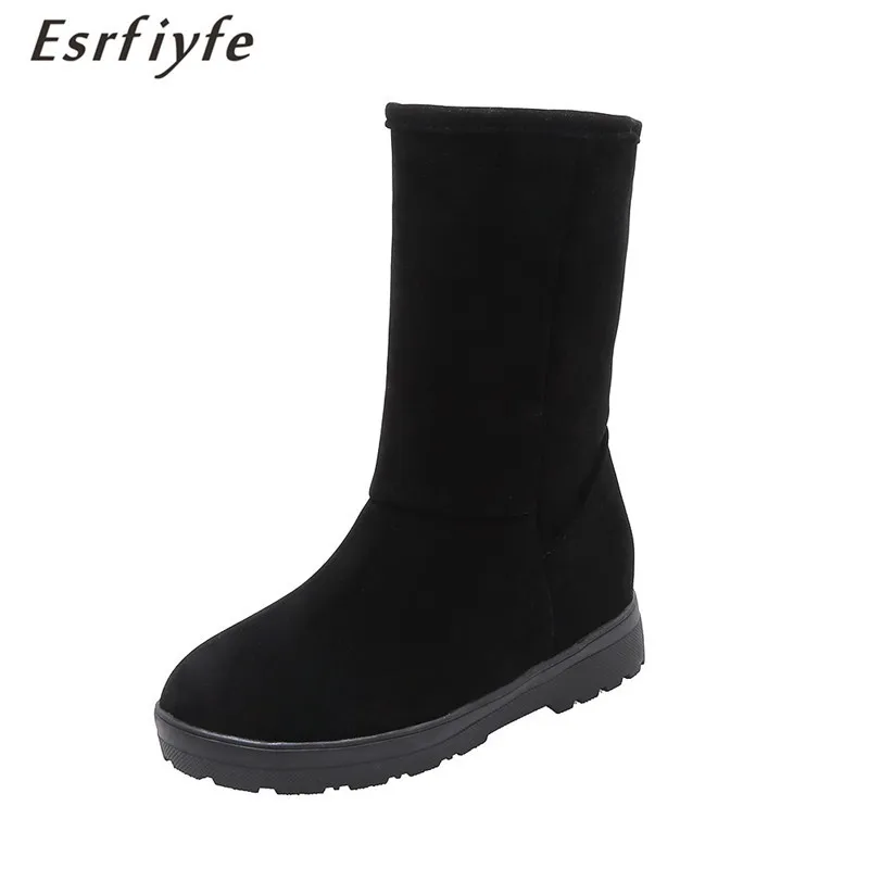 ESRFIYFE/2020 г. Новые женские зимние сапоги теплые на меху танкетке с двумя носками до