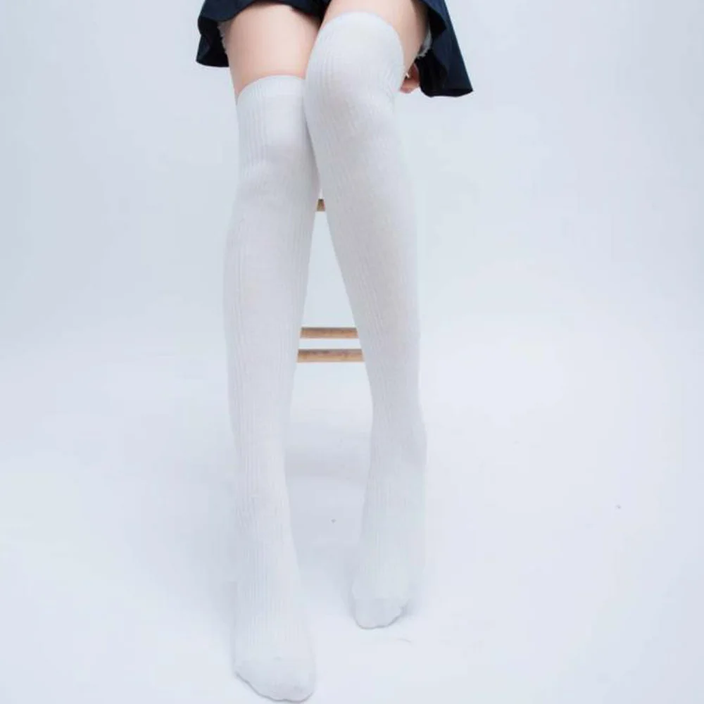 

Over Knee Long Boot Woman Socks Japanese Style Cute Lolita Student Thigh High Knee Socks Cotton Knitted Long Stockings Medias