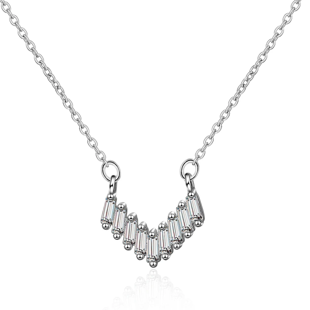 925 Серебряное ожерелье для женщин с геометрическим рисунком Циркон v-образный