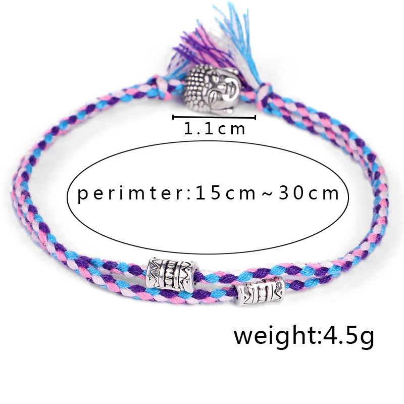 

Tibetan Buddha Head Woven Ethnic Amulet Multicolor Bracelets & Bangles for Women Men Handmade Rope Buddha Charm Bracelet Gift