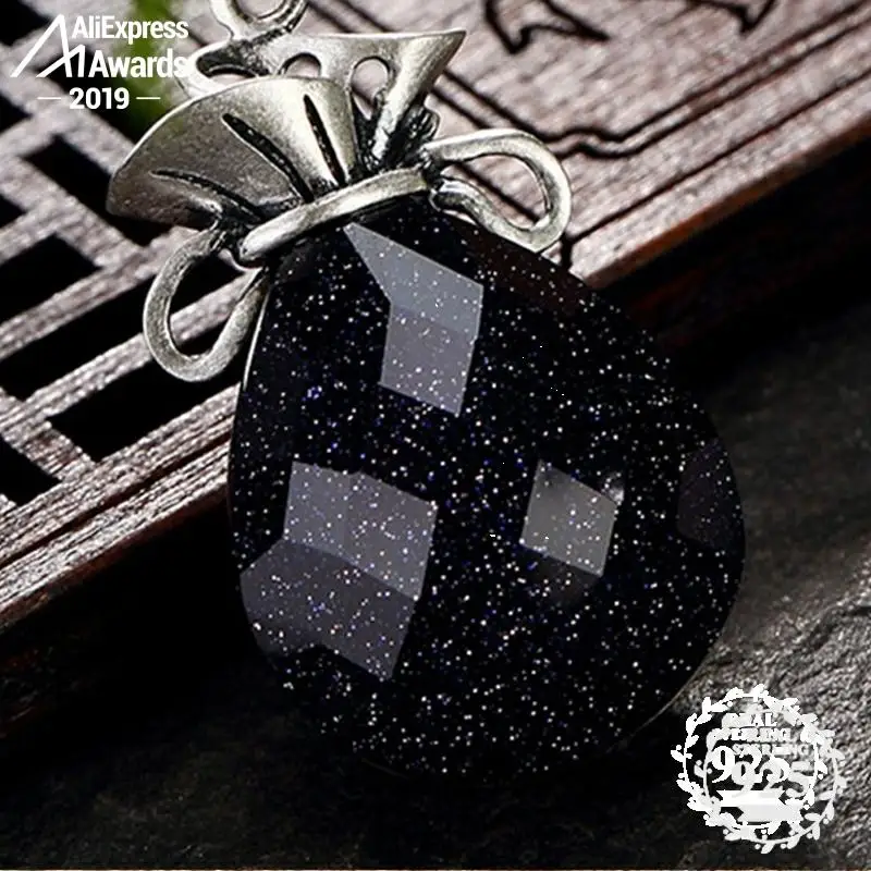 NOT FAKE Poland S925 Fine Antique shop store Sapphire Pendant Women Chinatown art handicraft Artisan Lazuli Blue India | Украшения и