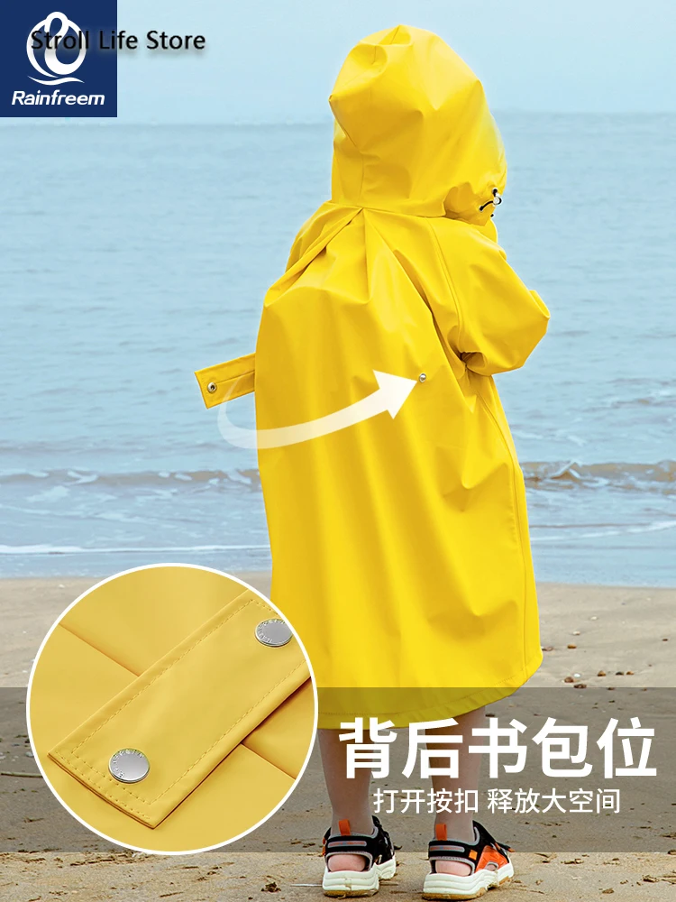 Водонепроницаемый милый длинный дождевик детская желтая и розовая дождевая