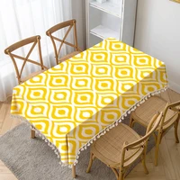 yellow dots printing table cloth tassel waterproof tablecloth thick rectangular manteles mesa wedding party decor table cover