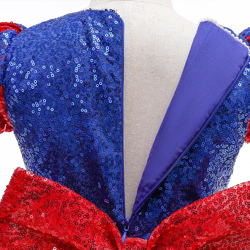 

Children Snow White Long Dress Girl Princess Cosplay Costume Sequins Pattern Fancy Clothes Kids Birthday Gift Party Ball Gown