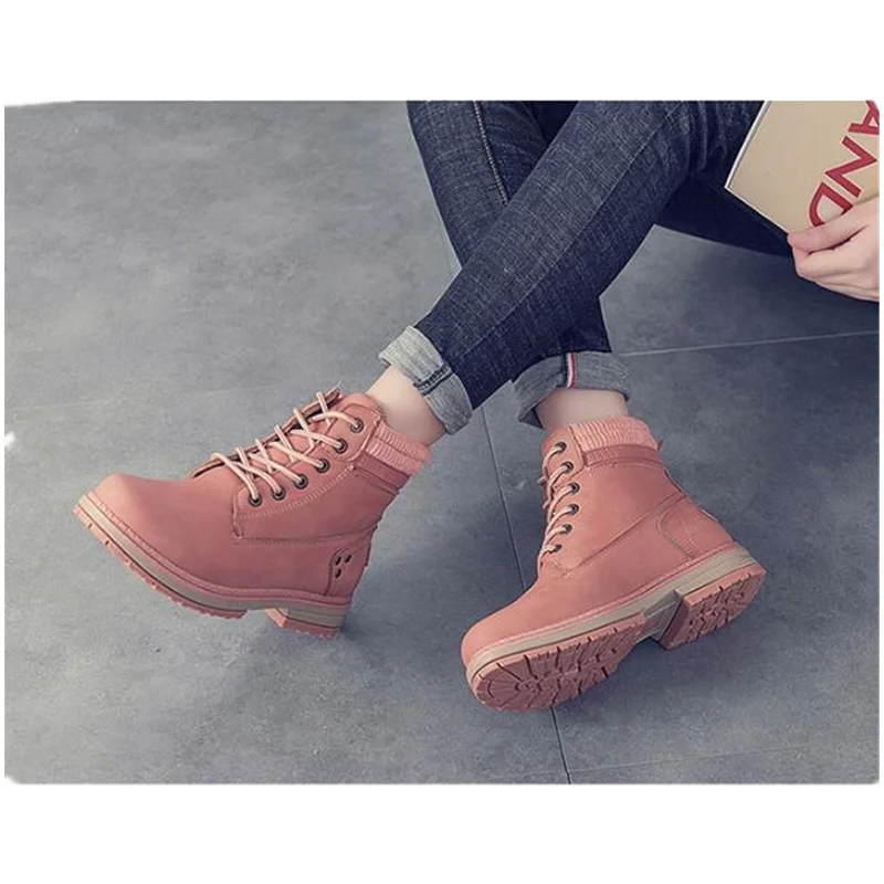 Snow Boots Womens Cross-border Women Winter  Boots Shoes Ladies Velvet Boot Ankle Fully Fur Lined Anti-Slip Leather Boots X0055