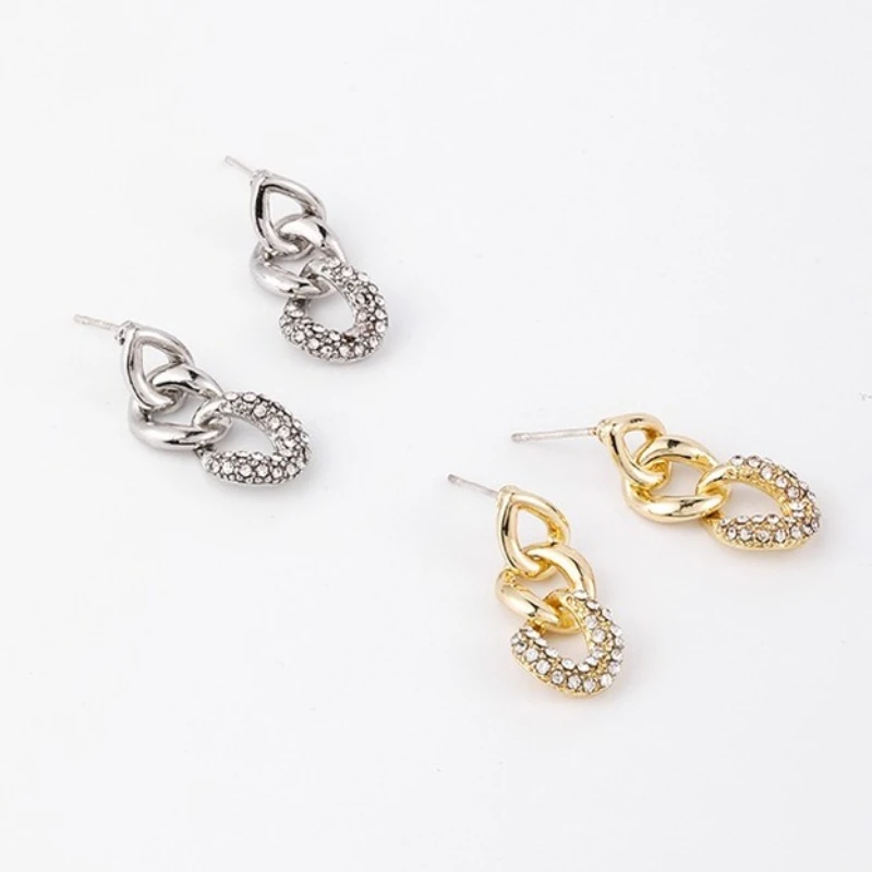 

U-Magical Vintage Geometrical Chain Hollow Out Dangle Earring for Women Gold Silver Color Metallic Rhinestone Earring Jewellery