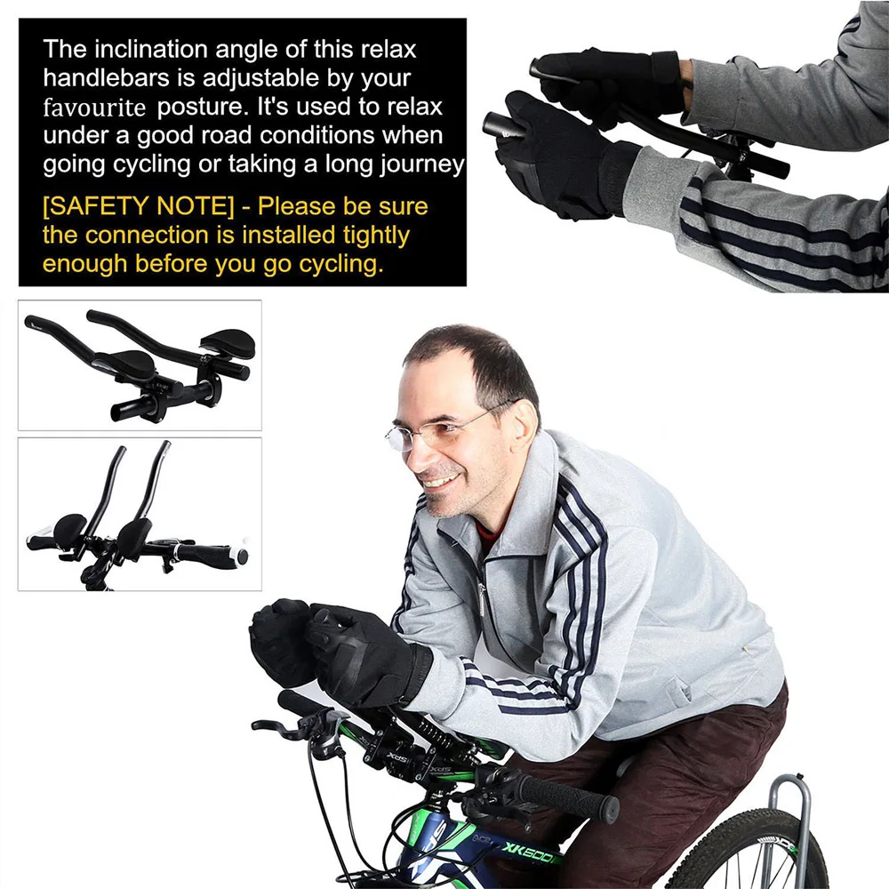 

TT Handlebar Aluminium Alloy Bike Rest Handlebar Bicycle Armrest Handlebars Bars Relaxlation Handlebars for Most Bike