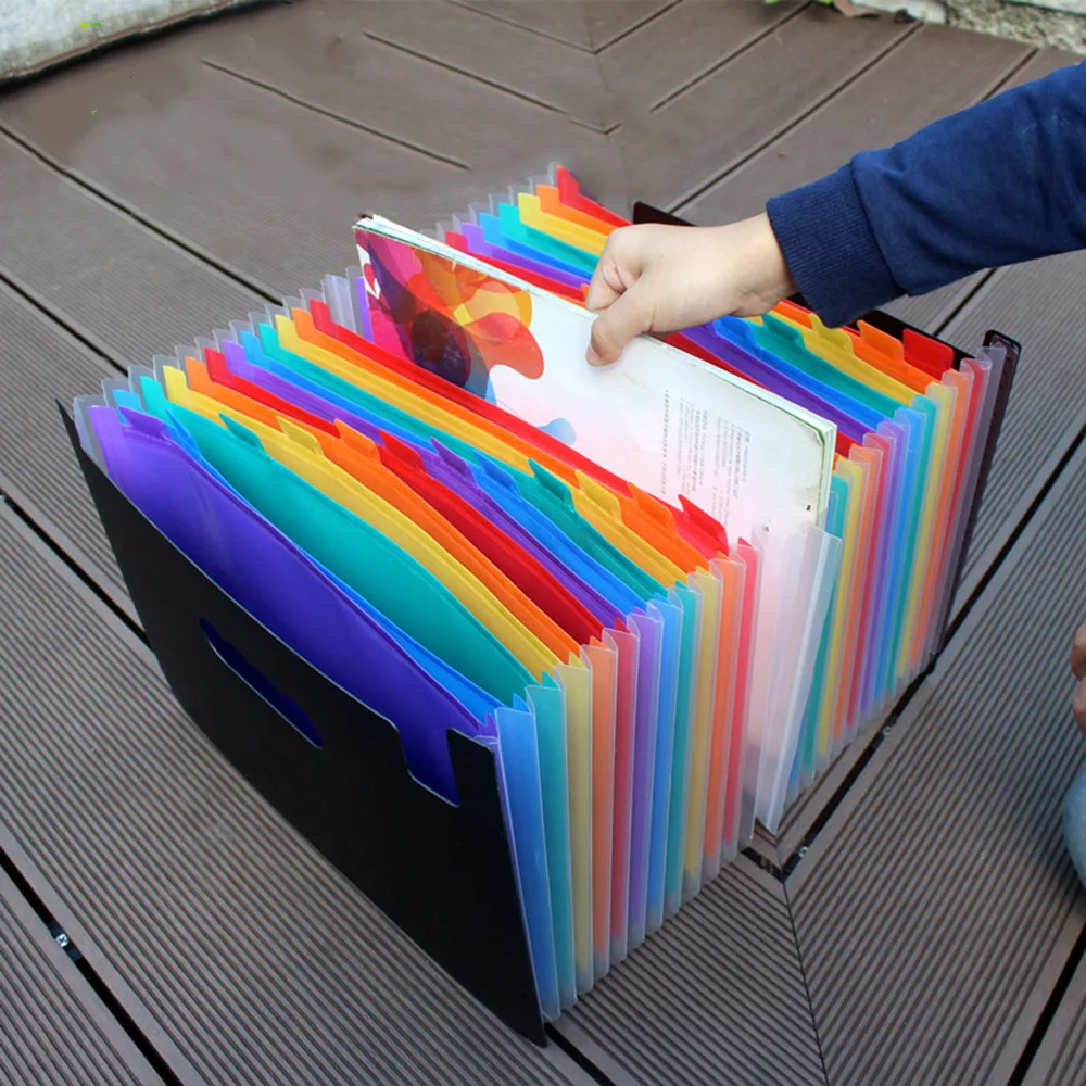 

24Pockets Expanding File Folder Portable Accordion File Folder A4 Expandable Business File Organizer and Label Classify Storage