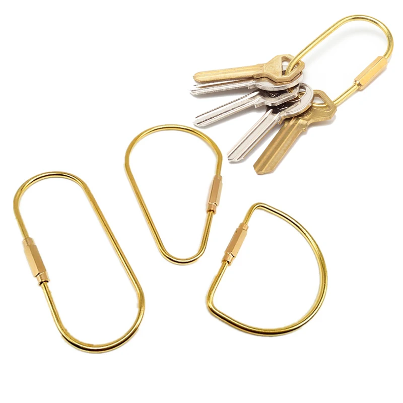 1 шт. латунный брелок с замком D цепочка для ключей золотой Карабинер выживания