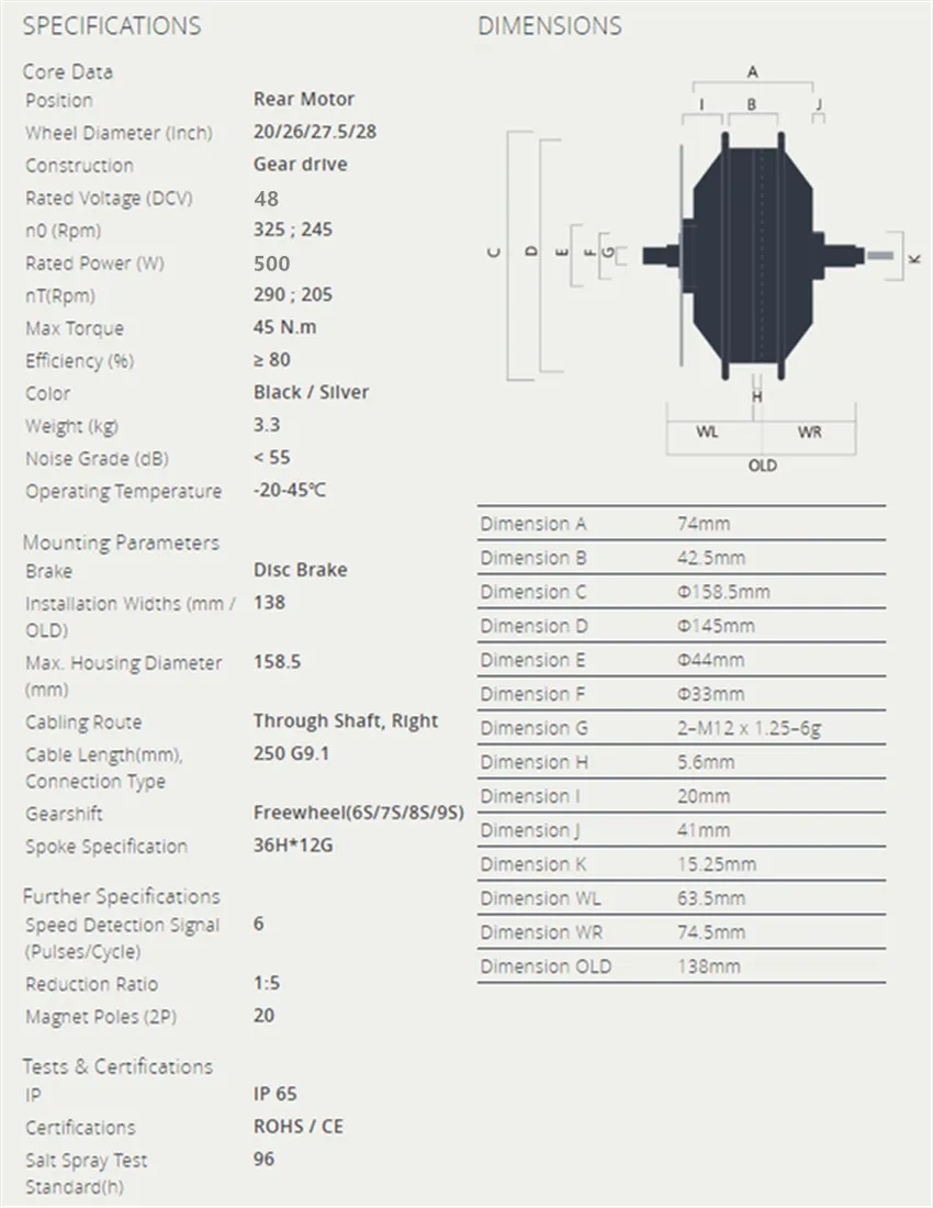 Водонепроницаемый 48v500w Bafang передний/задний Электрический велосипед конверсионный комплект бесщеточные моторы-колеса 20 ''26'' 28'' DIY колеса