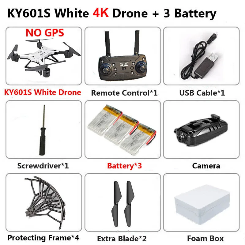 KY601G KY601S Профессиональный Дрон с камерой 4K HD 5G WiFi gps FPV дистанционное управление расстояние 2 км RC Квадрокоптер вертолет детские игрушки - Цвет: KY601S 4K W 1B