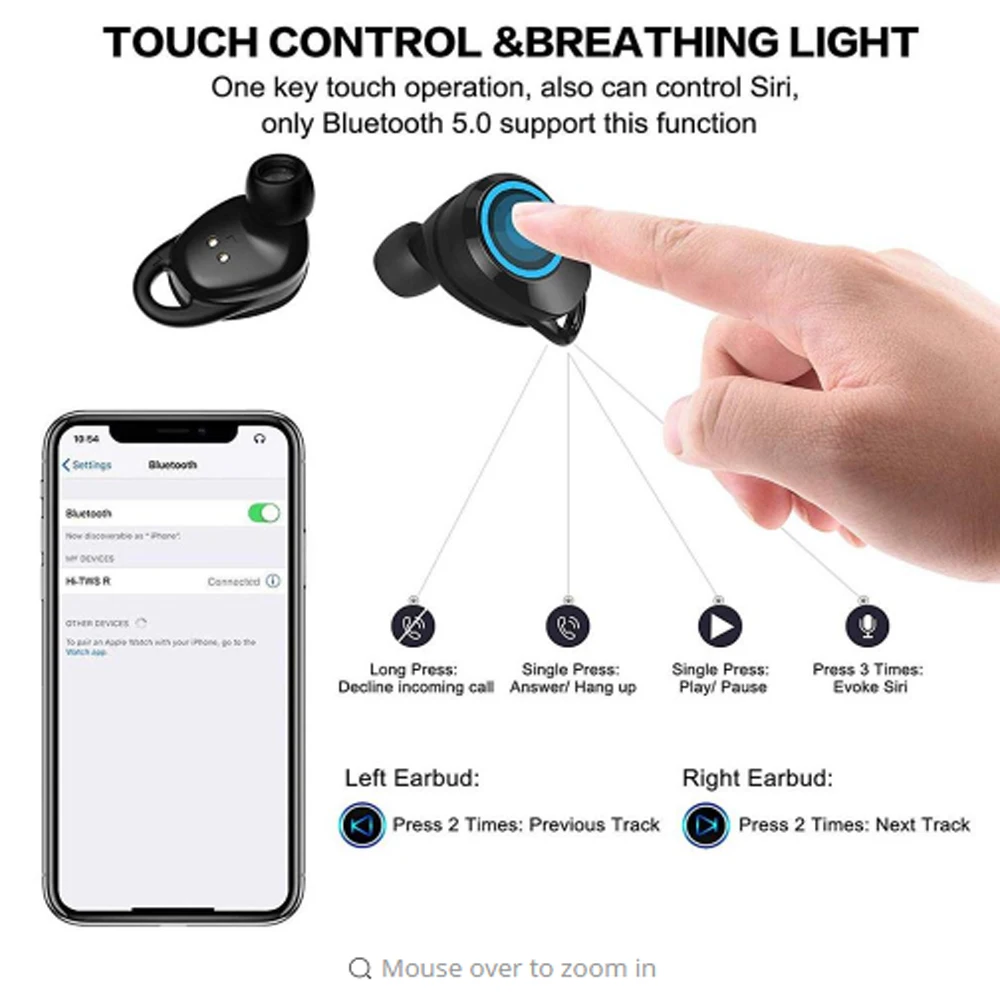 X6 Pro Наушники вкладыши TWS Bluetooth 5 0 наушники зарядный чехол с светодиодный Мощность