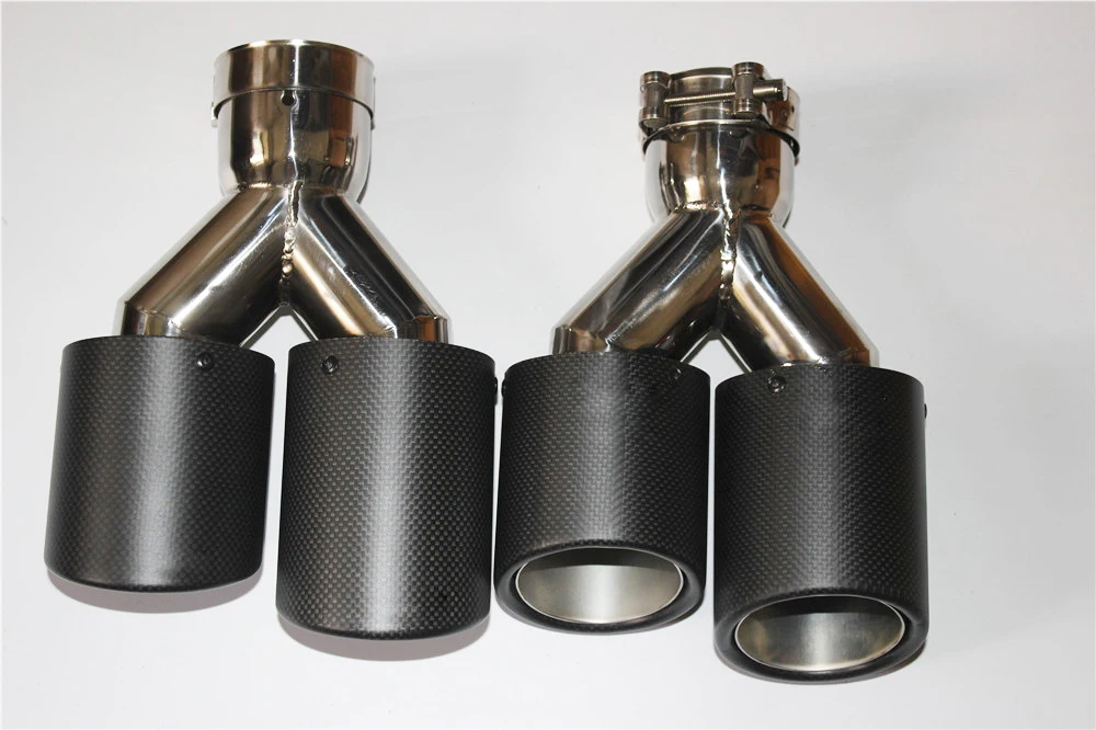 2 шт. Inlet63mm-Outlet 89 мм(двойной) Ak углеродного волокна+ выхлопные концы двойной выхлоп трубы из нержавеющей стали