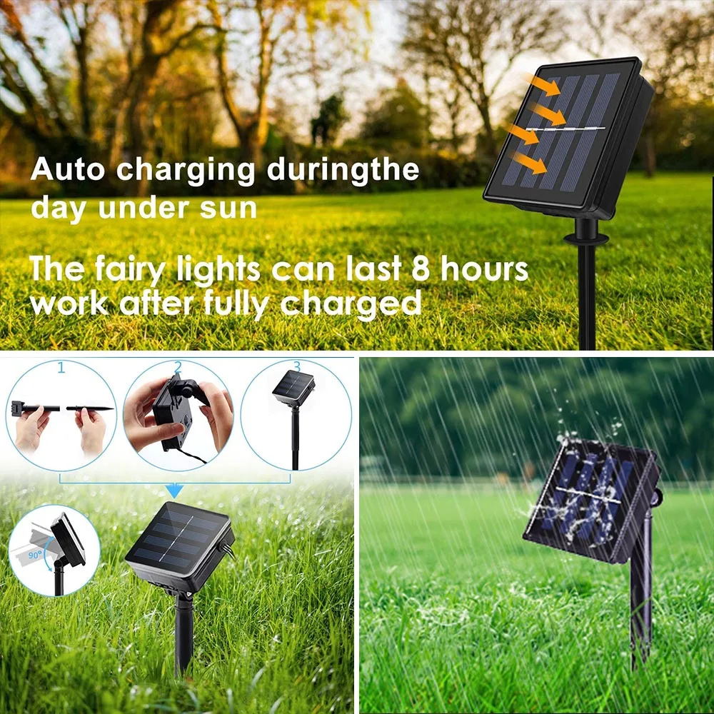 

100 LED Solar Light String Outdoor Waterproof for Garden Decoration Solar Powered Lamp Rope Strip Fairy Lights Christmas Wedding