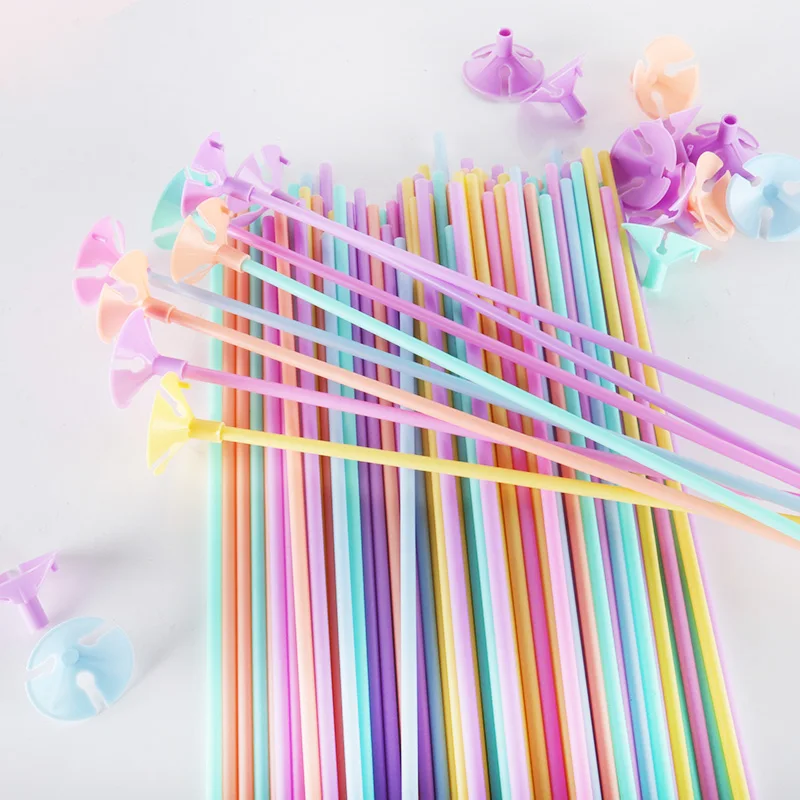 20pcs 40cm Balloons Holder Sticks with Cup Latex Balloon Stick Assorted Color PVC Rod birthady wedding Party Decoration supplies | Дом и сад