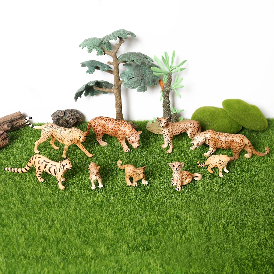 

Realistic Cheetah,Leopards Figurines with Leopard Cub,Jungle Animals Figures Family Playset Educational Toy Cake Toppers Gift