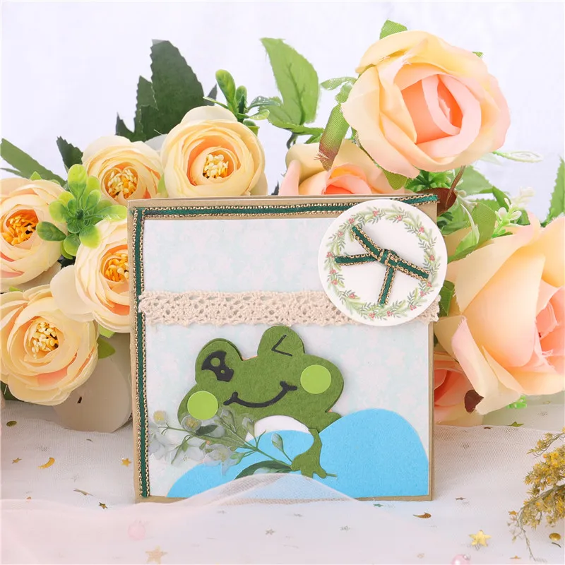 

YaMinSanNiO Frog Prince Metal Cutting Dies Love Frame Background Stencil for DIY Scrapbooking Paper Card Making Embossing Diecut