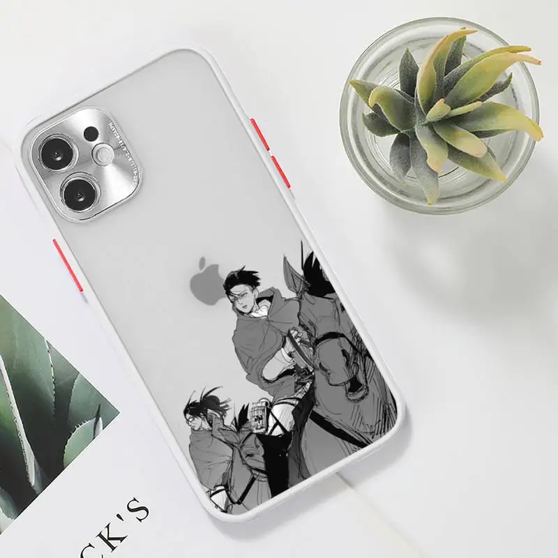 

Attack on titan anime Phone Case For iPhone 12 11 Mini Pro XR XS Max 7 8 Plus X Matte transparent White Back Cover