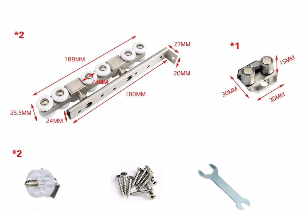 

304 Stainless Steel Hanging Sliding Wooden Door Roller Rollers 12 Wheels 150KG