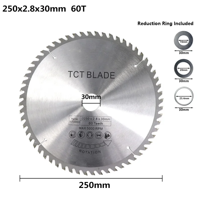 250x2.8x30x60T XCAN 1 шт. Диаметр 250-300 мм 28/40/60/80T циркулярная пила по дереву лезвие mulitpurpose TCT твердосплавный пильный диск - Цвет: 250x2.8x30x60T