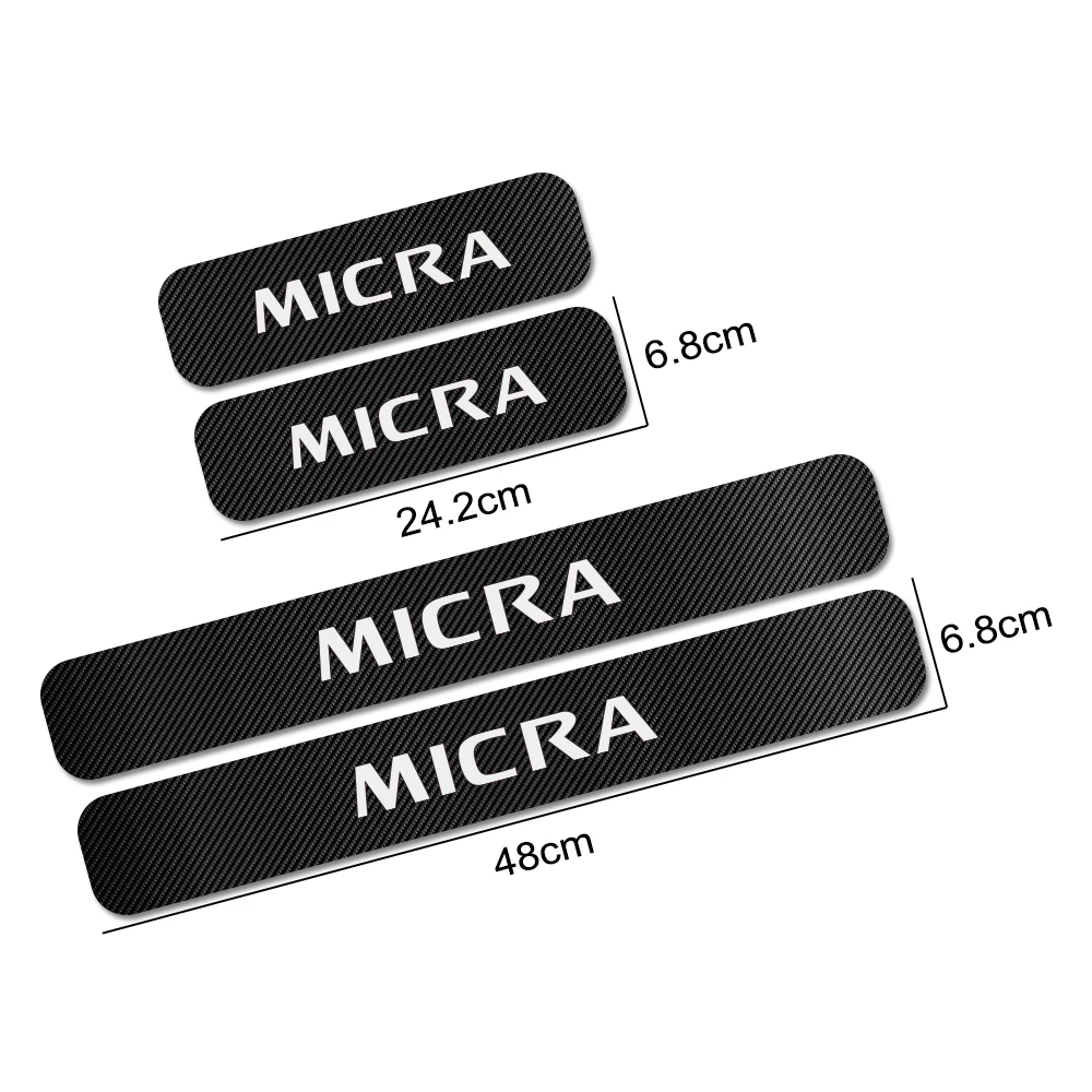 

4PCS For Nissan Micra Car Door Scuff Plate Sill Stickers Anti Scratch Protector Auto Carbon Fiber Decals Car Tuning Accessories