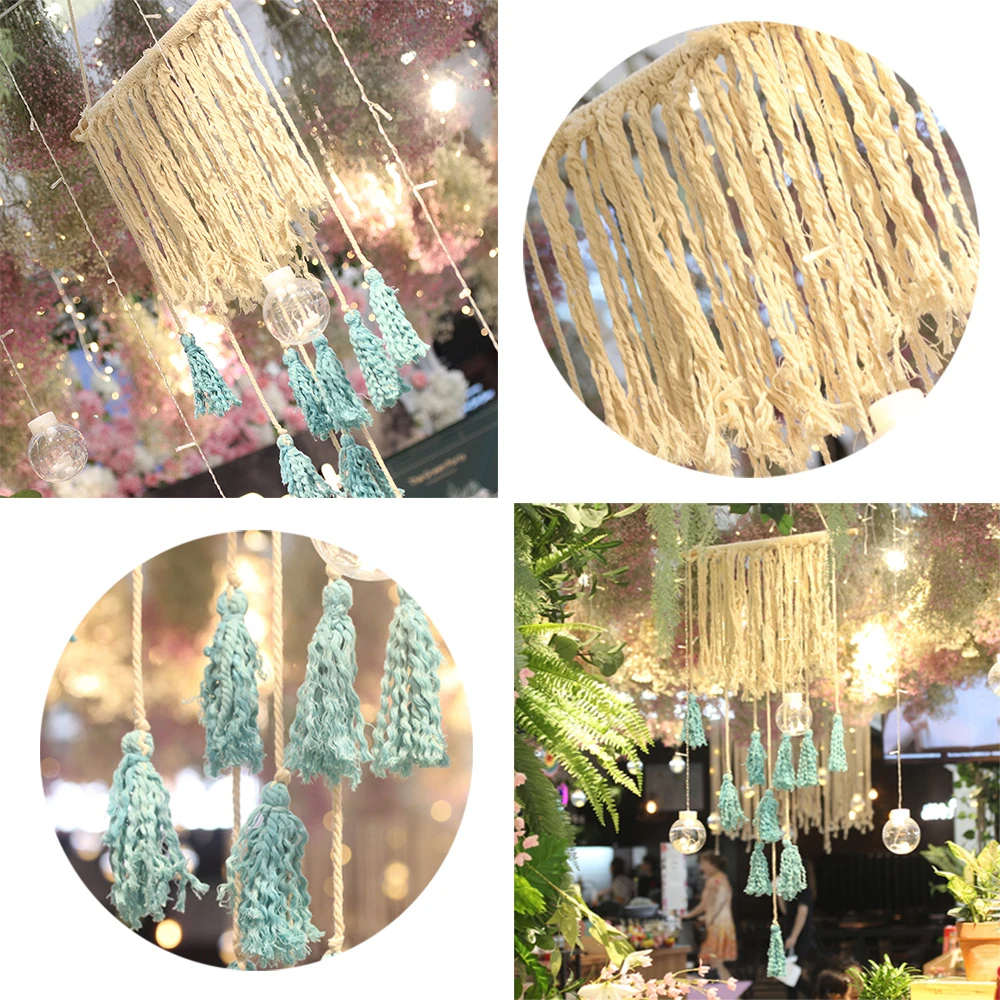 Красивые бежевые и Синие кисточки дизайн Бохо стены комнаты украшения ручной