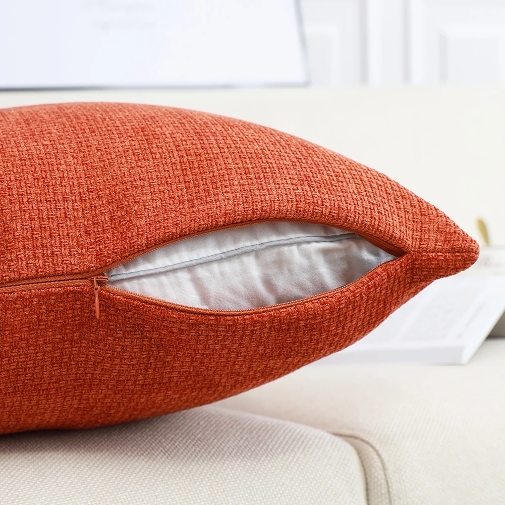

Linen Cushion Cover Orange Throw Pillow Case Square Splice Pillow Cover For Sofa Couch Living Room Home Decoration 45x45cm 1pc