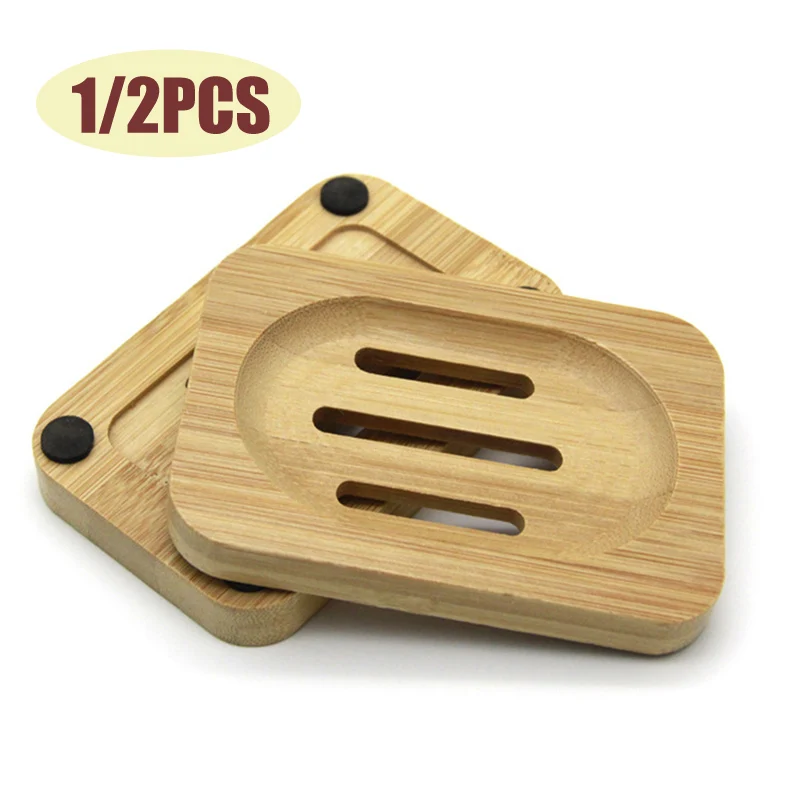 

Soap Dish Bamboo Soap Dish Box jabonera 1/2pcs Wood Tray Case For Bathroom Clean Shower Soap Container Storage Box