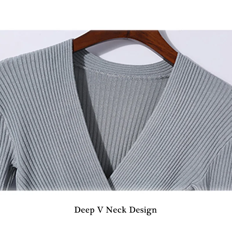 Сексуальный Зимний вязаный свитер с v-образным вырезом кашемировый женский 2019