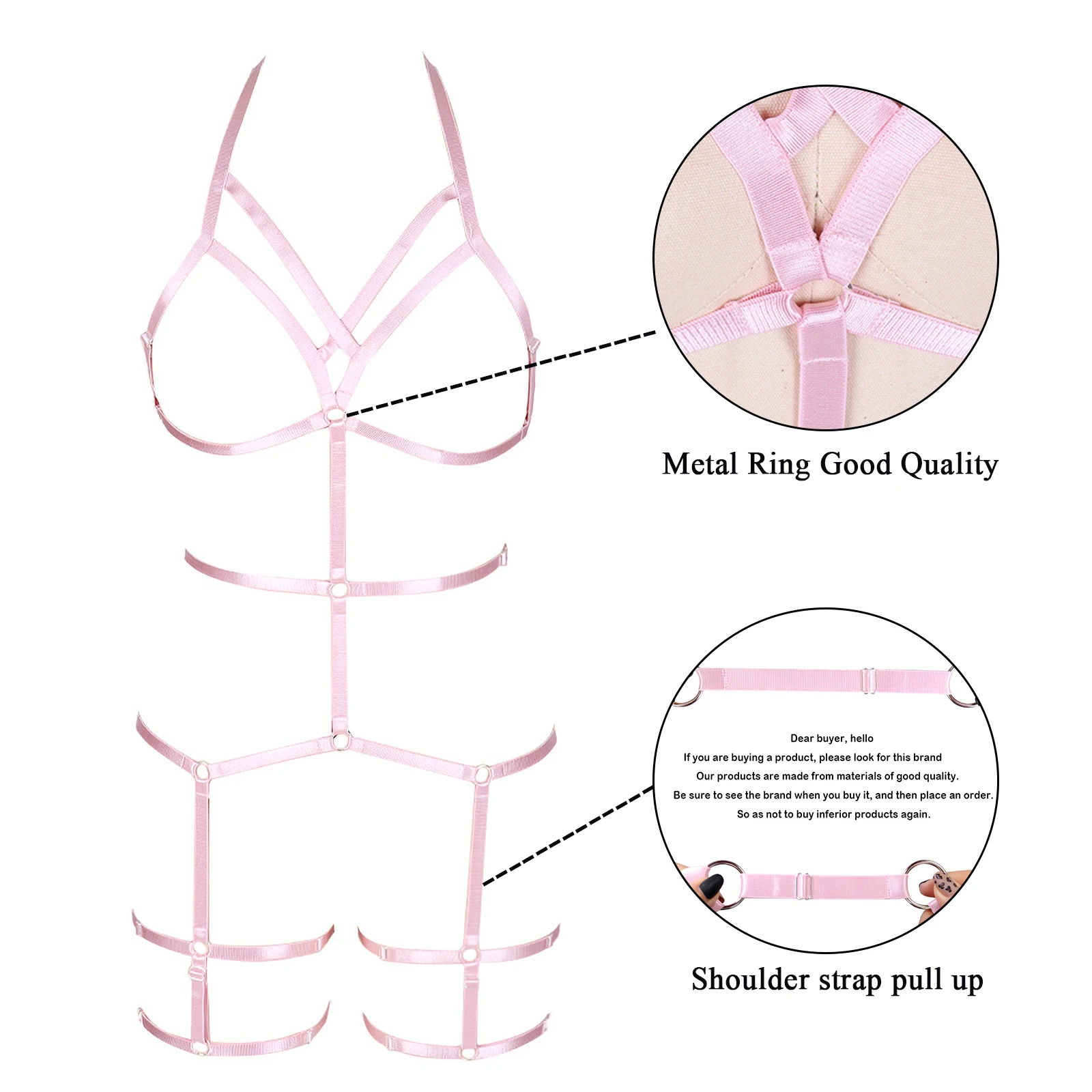 

Fashion Women Straps Bra Garter Body Belts Waist To Leg Body Bondage Cage Fetish Sexy Underwear Body Harness Set Garter Belts