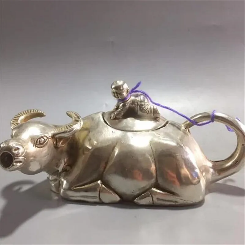 

Bronze Carving Cattle Wine Pot Pot Handmade Ox Kettle Auspicious Animal Statue Teapot Home Decoration Gift