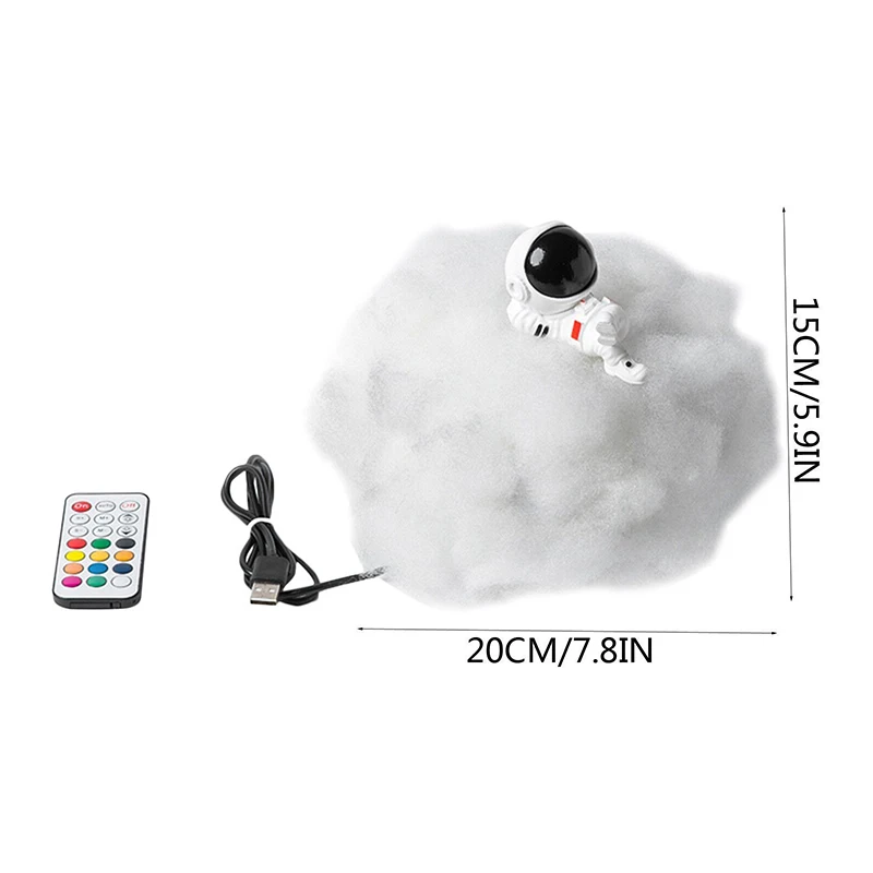 

LED Colorful Clouds Astronaut Lamp with Rainbow Effect Remote Control Children's Night Light BV789