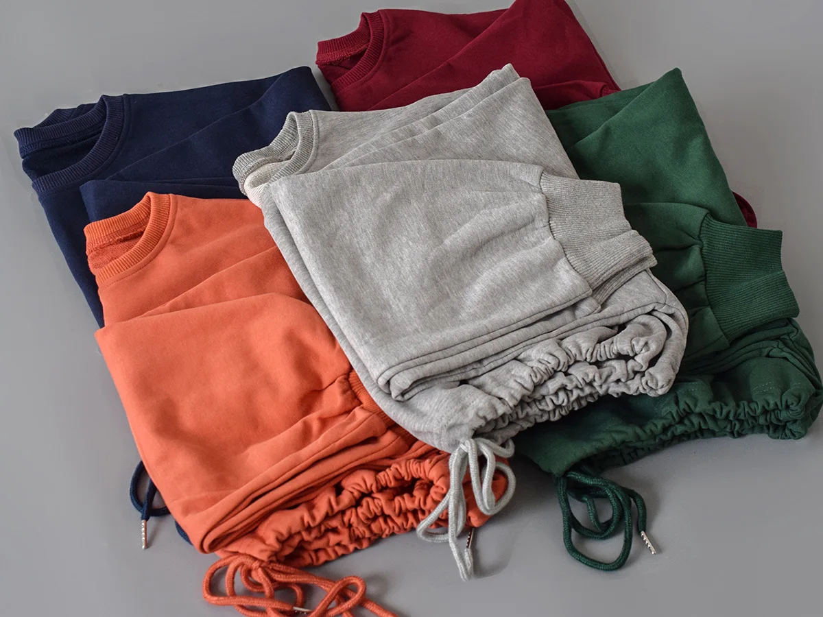 

New Sports Two-Piece Set Sweatshirt Suit Women Fill Sleeve Short Top Pants Casual Fitness Stretch Workout Suits Sportswear 2021