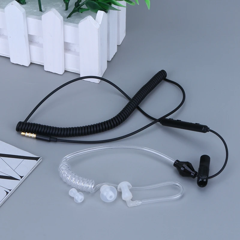 3.5mm Single Ear Wired Earphone In Anti Radiation Stereo Earpiece Coiled Wire ABS Earbuds with Microphone for Phone | Электроника